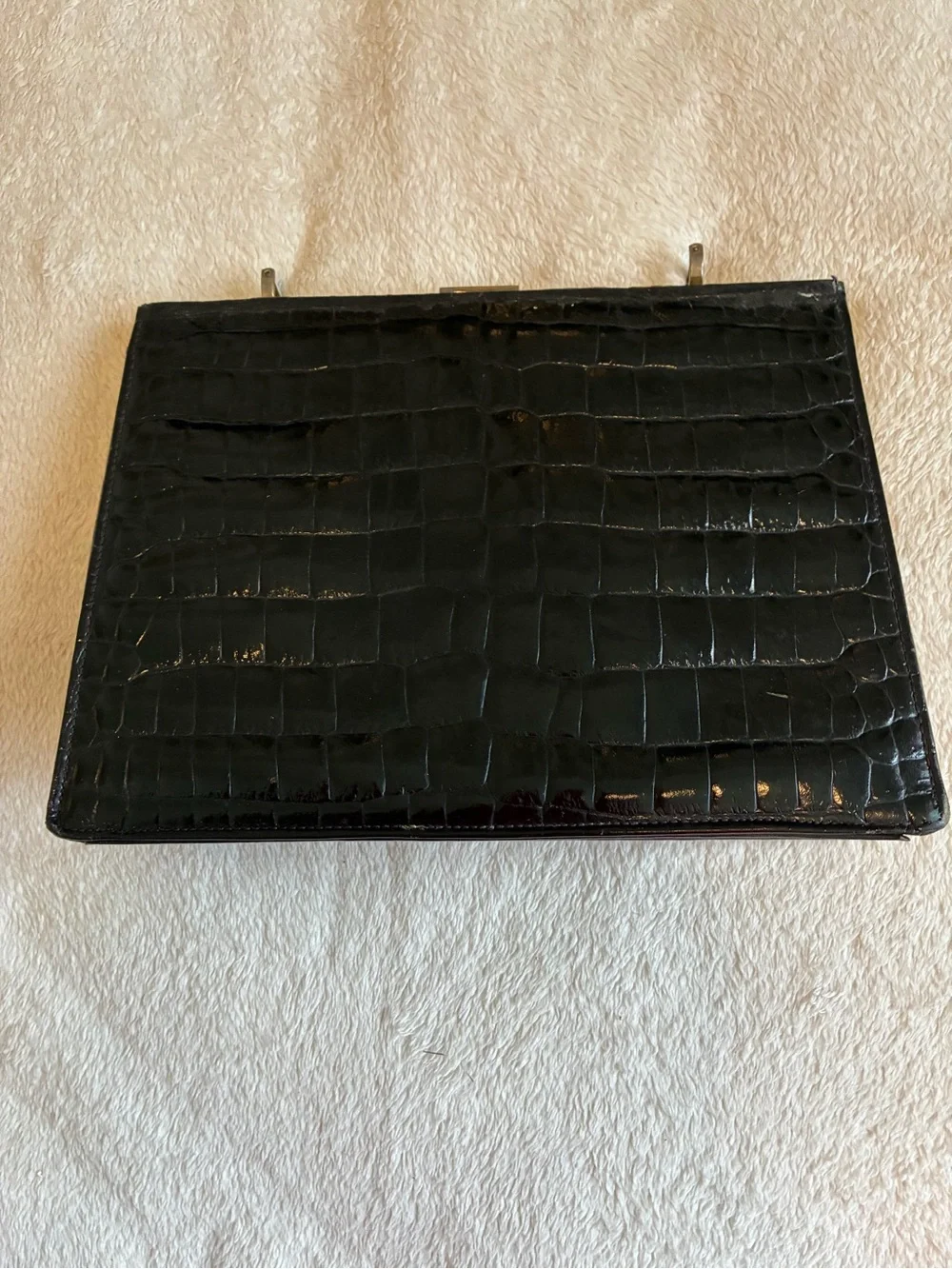Black Crocodile Vintage Frame Clutch from Paris